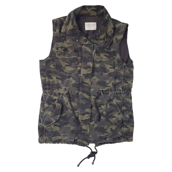 Velvet by Graham & Spencer Blair Cargo Vest Camo Army Grunge Streetwear Size S - Picture 2 of 11